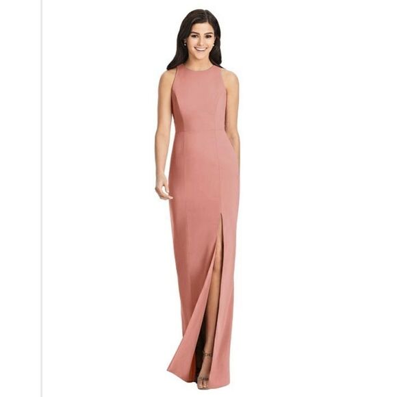 Dessy Collection Dessert Collection Diamond Cut Out Back Trumpet Gown - Picture 1 of 8